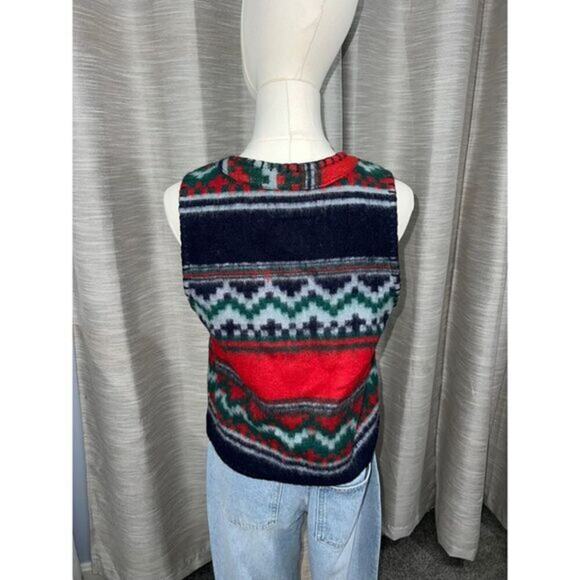 Vintage 90s wool Aztec print‎ vest medium - Picture 2 of 5